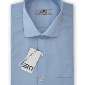 a blue shirt with a tag